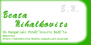 beata mihalkovits business card